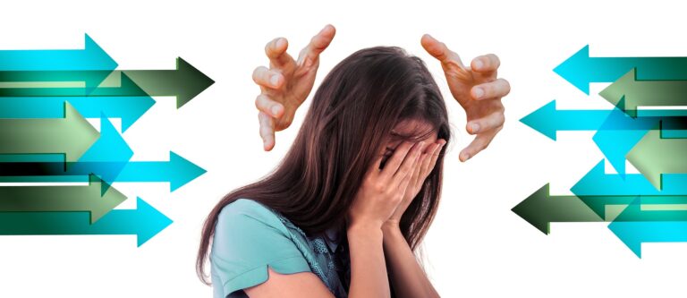 Women stressed out with her hands in her face