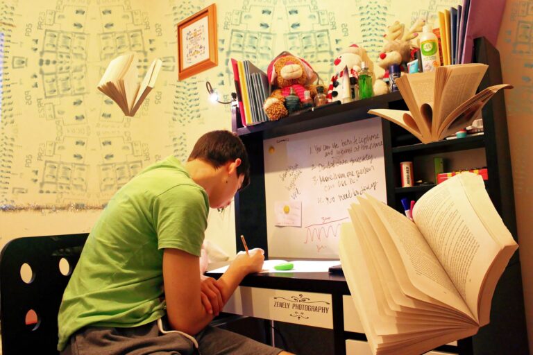 Student studying at his desk
