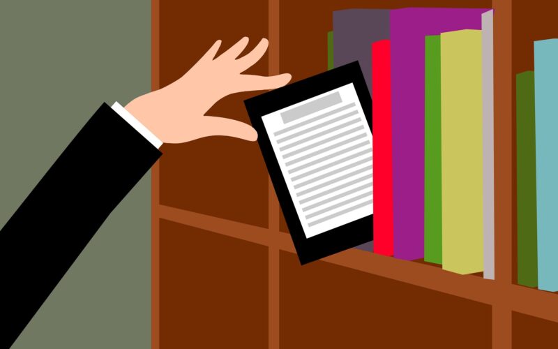 ebook in a bookshelf