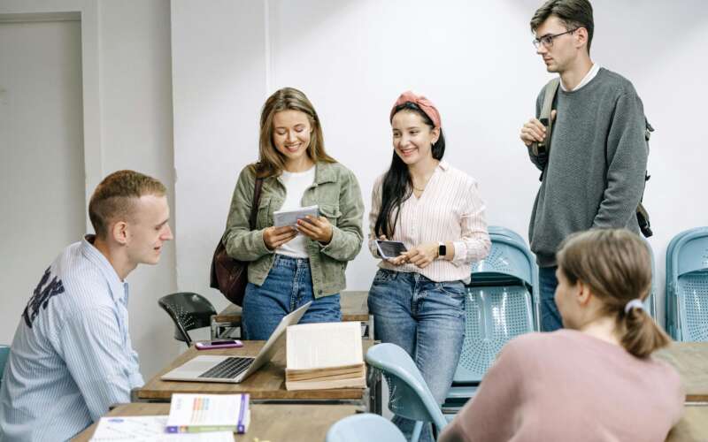 College students studying together in a study group
