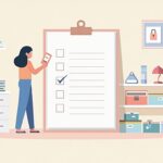 Digital illustration of a dorm packing list