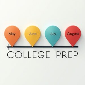 digital picture of a May through August timeline titled college prep