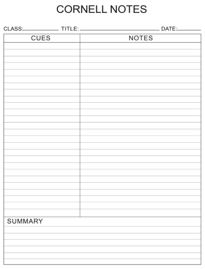 Cornell method note template